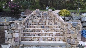 stone staircase before complete restoration
